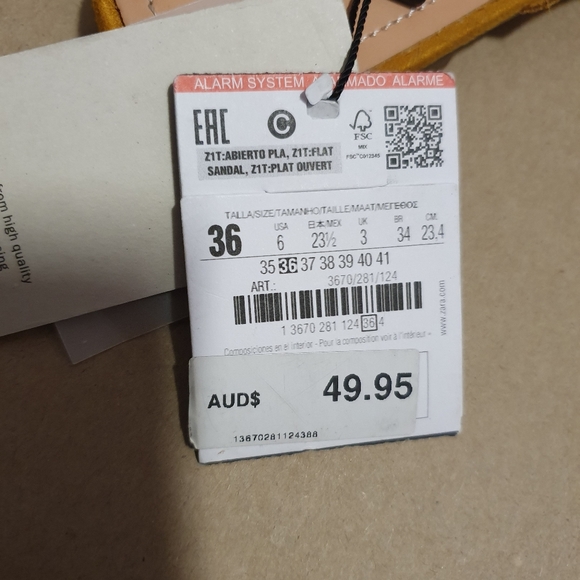 Zara Women's Leather flat sandals - Size 36 - New - Picture 10 of 11